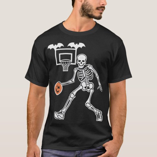 Pumpkin Dunker, Skeleton Basketball T - Shirt (Vorderseite)
