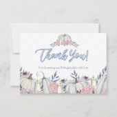 Pumpkin Dusty Blue Boy Baby Dusche Danke Karte (Vorderseite)