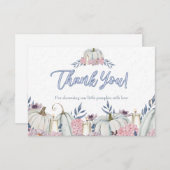 Pumpkin Dusty Blue Boy Baby Dusche Danke Karte (Vorne/Hinten)