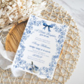 Pumpkin Dusty Blue Whimsical Floral Baby Dusche Einladung