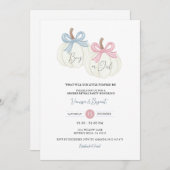 Pumpkin Dusty Pink Blue Ribbon Gender Reveal Einladung (Vorne/Hinten)
