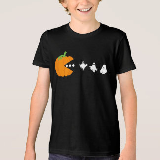 Pumpkin Eating Ghost Gamer Halloween Männer Frauen Tri-Blend Shirt