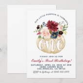 Pumpkin Einladung zum ersten Geburtstag (Vorne/Hinten)