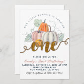 Pumpkin Einladung zum ersten Geburtstag (Vorne/Hinten)