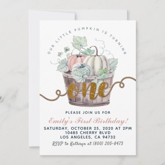 Pumpkin Einladung zum ersten Geburtstag (Vorderseite)