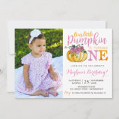 Pumpkin Einladung zum ersten Geburtstag Fotokarte (Vorderseite)