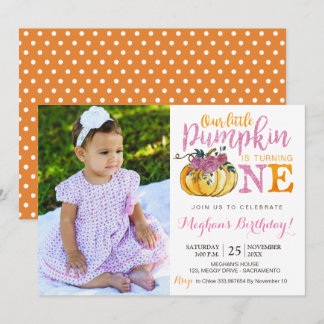 Pumpkin Einladung zum ersten Geburtstag Fotokarte