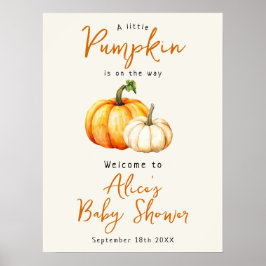Pumpkin Elegant Fall Baby Dusche Begrüßungszeichen Poster