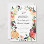 Pumpkin Elegant Fall Floral Rustikale Hochzeit Einladung (Vorderseite)