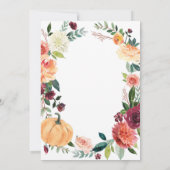 Pumpkin Elegant Fall Floral Rustikale Hochzeit Einladung (Rückseite)