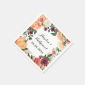 Pumpkin Elegant Fall Floral Rustikale Hochzeit Serviette (Ecke)