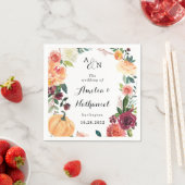 Pumpkin Elegant Fall Floral Rustikale Hochzeit Serviette (Beispiel)