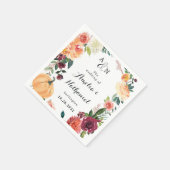 Pumpkin Elegant Fall Floral Rustikale Hochzeit Serviette (Ecke)
