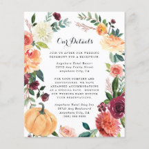 Pumpkin Elegant Fall Floral Wedding Card