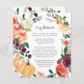Pumpkin Elegant Fall Floral Wedding Card (Vorne/Hinten)