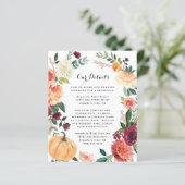 Pumpkin Elegant Fall Floral Wedding Card (Stehend Vorderseite)