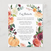 Pumpkin Elegant Fall Floral Wedding Card (Vorderseite)