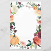 Pumpkin Elegant Fall Floral Wedding Menu Cards (Rückseite)