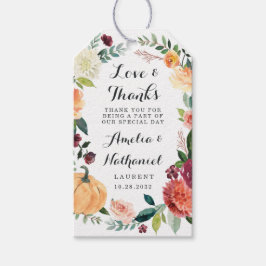 Pumpkin Elegante Fall Floral Rustische Gastgeschen Geschenkanhänger