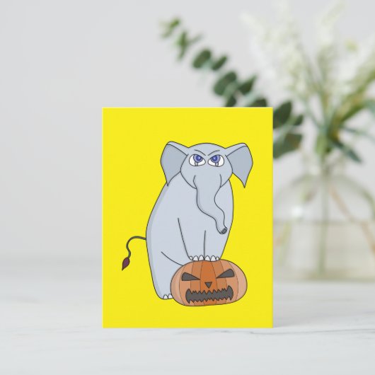 Pumpkin Elephant Feiertagskarte (Stehend Vorderseite)