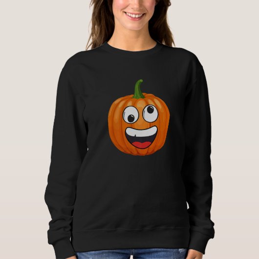 Pumpkin Emoje Eye Open Halloween Fun Season Costum Sweatshirt (Vorderseite)