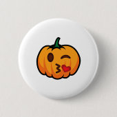 Pumpkin Emoji One Eye Open Wink Blow Kiss Liebe Sp Button (Vorderseite)