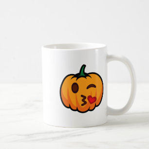 Pumpkin Emoji One Eye Open Wink Blow Kiss Liebe Sp Kaffeetasse