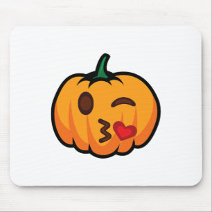 Pumpkin Emoji One Eye Open Wink Blow Kiss Liebe Sp Mousepad