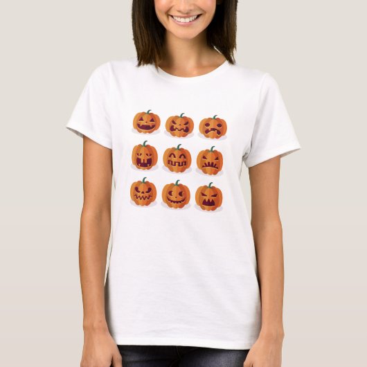 Pumpkin Emojis Halloween T-Shirt (Vorderseite)