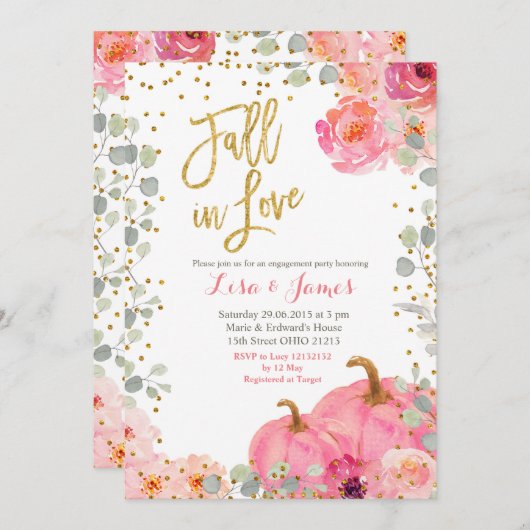 Pumpkin Engagement Partei Fall der Liebe Verlobung Einladung (Vorne/Hinten)