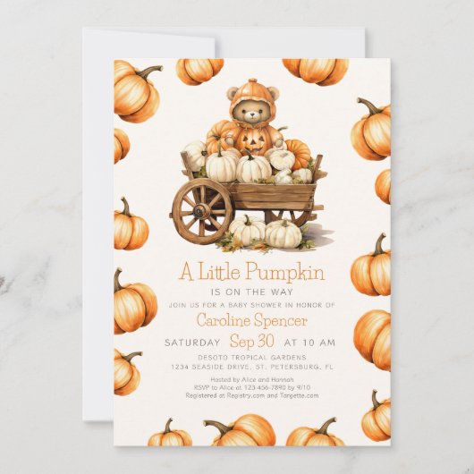 Pumpkin Ernte Autumn Baby Shower Einladung (Vorderseite)