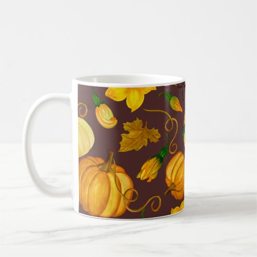 Pumpkin Ernte Autumn Watercolor Muster Kaffeetasse (Links)