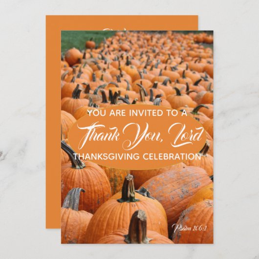 Pumpkin Erntedank DANK IHNEN LORD Celebration Einladung (Vorne/Hinten)