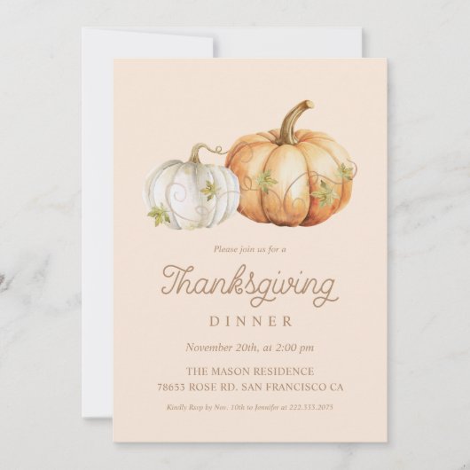 Pumpkin Erntedank Dinner Einladung (Vorderseite)