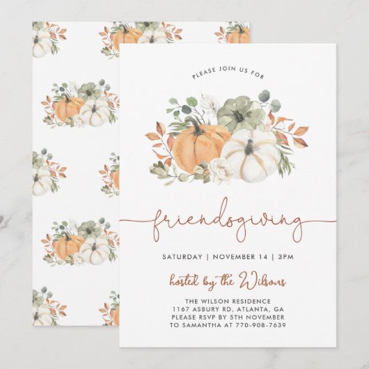 Pumpkin Erntedank Dinner Einladung (Vorne/Hinten)