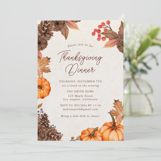 Pumpkin Erntedank Einladung (Stehend Vorderseite)