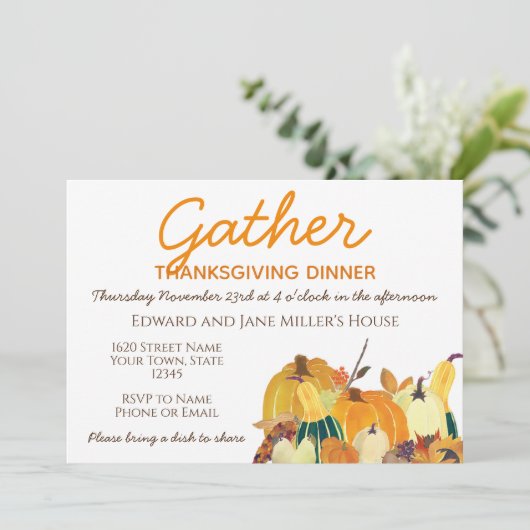 Pumpkin Erntedank Einladung (Stehend Vorderseite)