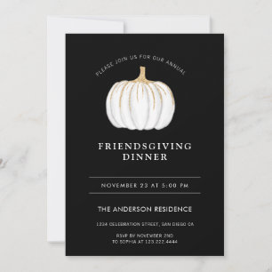 Pumpkin Erntedank Friendsgiving Schwarz-weiß Einladung