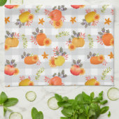 Pumpkin Erntedank Gingham Gray Geschirrtuch (Gefaltet)