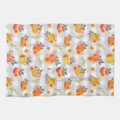 Pumpkin Erntedank Gingham Gray Geschirrtuch (Horizontal)