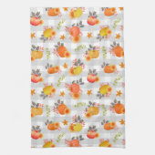 Pumpkin Erntedank Gingham Gray Geschirrtuch (Vertikal)