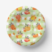 Pumpkin Erntedank Gingham Green Pappteller (Vorderseite)