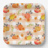 Pumpkin Erntedank Gingham Peach Pappteller (Vorderseite)