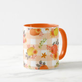 Pumpkin Erntedank Gingham Peach Tasse (VorderseiteRechts)