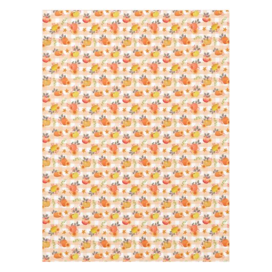 Pumpkin Erntedank Gingham Peach Tischdecke (Vorderseite)
