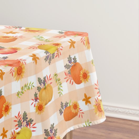 Pumpkin Erntedank Gingham Peach Tischdecke (Beispiel)