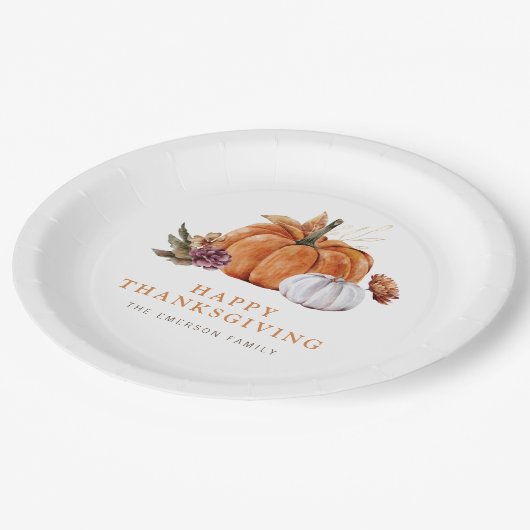 Pumpkin-Erntedank-Papierplatte Pappteller (Schrägansicht)