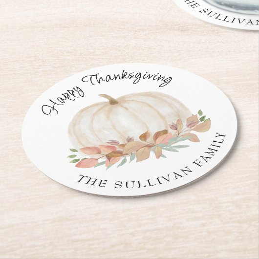 Pumpkin-Erntedank Runder Pappuntersetzer (Angewinkelt)
