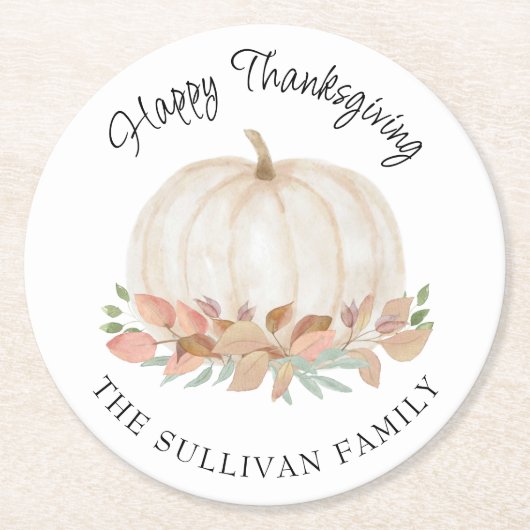 Pumpkin-Erntedank Runder Pappuntersetzer (Vorderseite)
