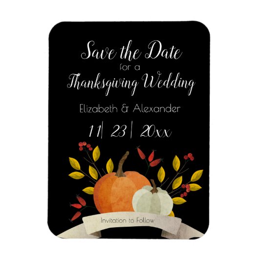 Pumpkin/Erntedank Wedding /Save the Date/ Blk Magnet (Vertikal)